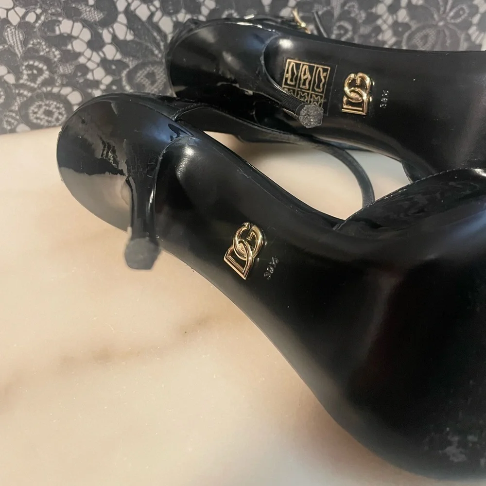 DOLCE & GABBANA Pointed Patent Leather Ankle-Strap Pump size 38.5/US 8.5 - Picture 8 of 12